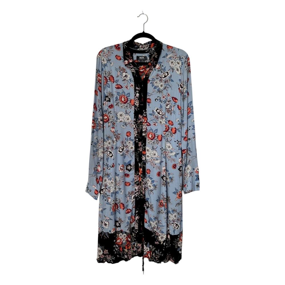 Anthropologie Maeve Leyster Shirtdress Size 12 Light Blue Floral Lace Up Back